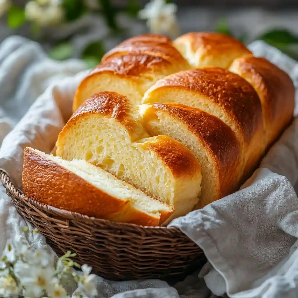 Freshly baked homemade Italian bread with a golden crust on a cutting board, surrounded by olive oil and rosemary.