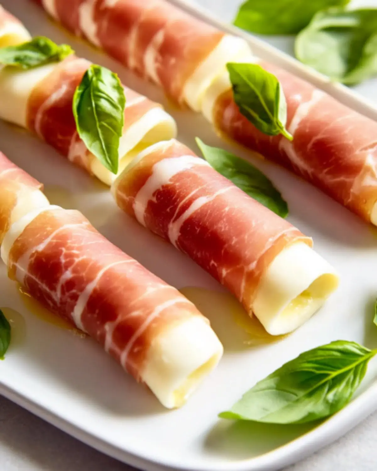 Elegant Mozzarella Wrapped with Prosciutto and Fresh Basil