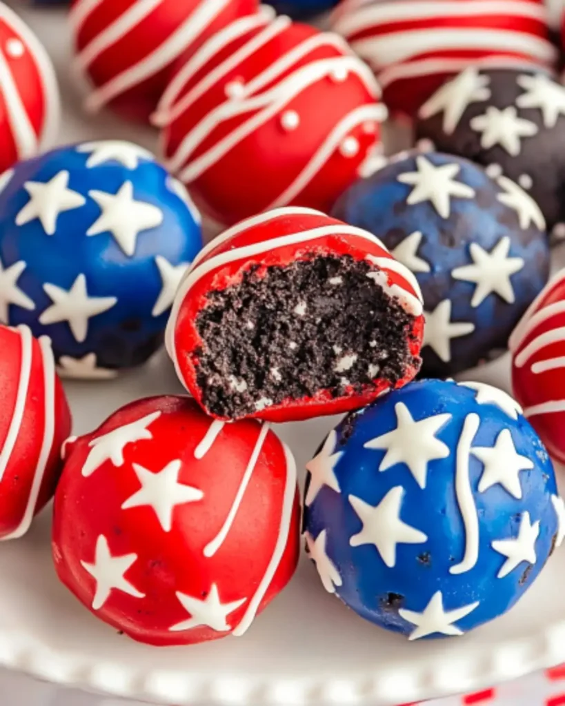 Festive Patriotic Oreo Truffles for Fourth of July Food