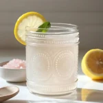 Himalayan pink salt weight loss drink with lemon and mint in decorative glass