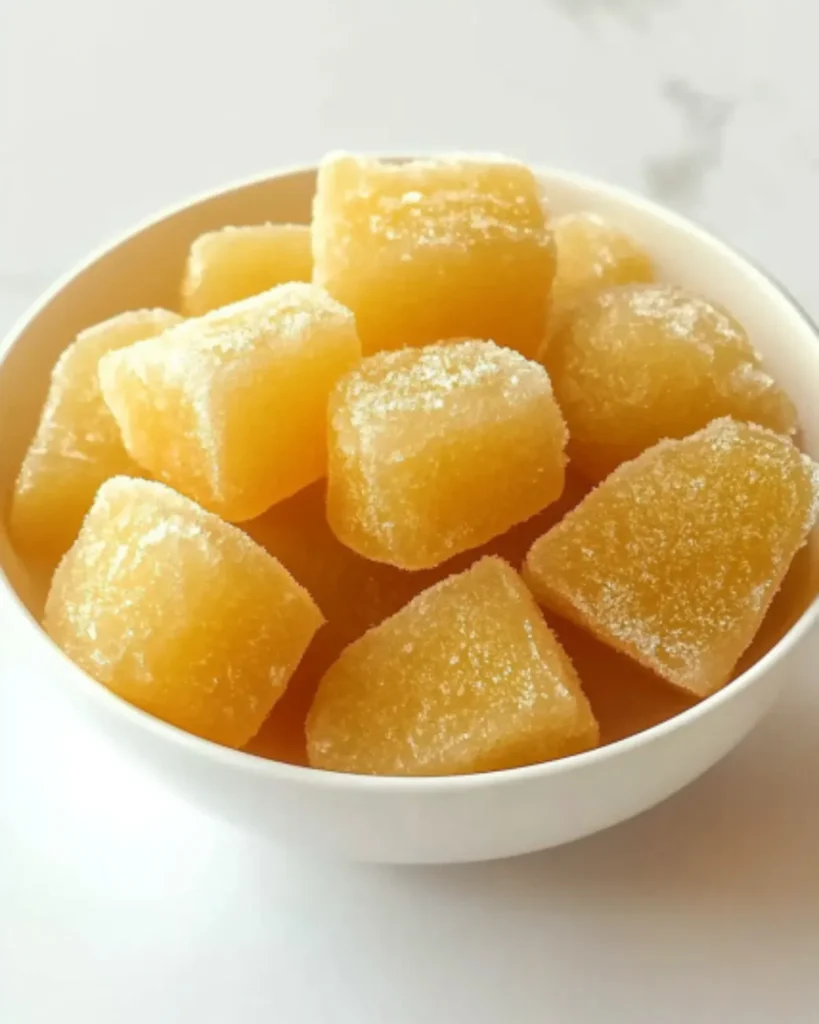 Frozen orange juice cubes in a white bowl for smoothie prep