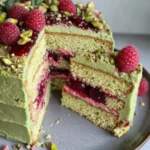 Moist Pistachio Cake With Raspberry Filling – A Tasty Fruit and Nut Dessert