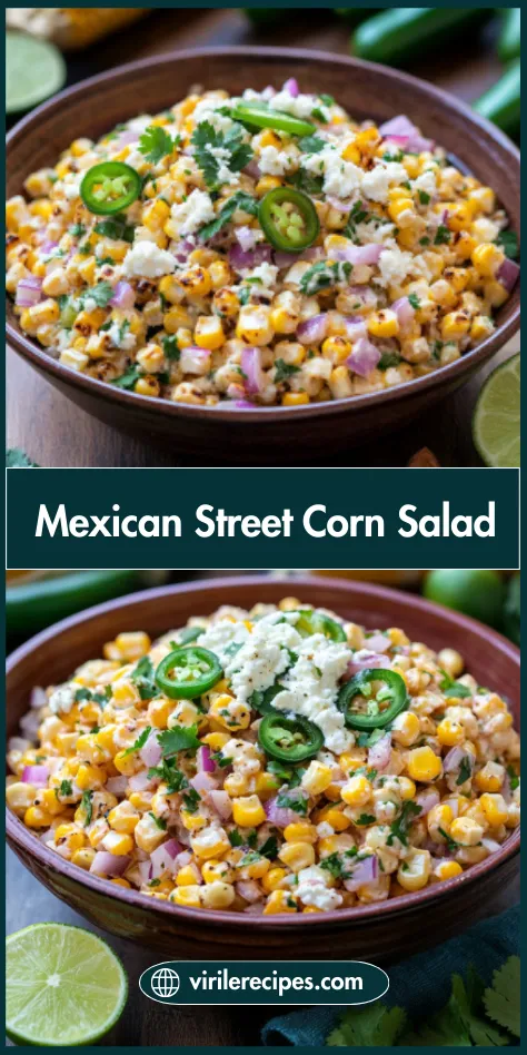 Two bowls of authentic Mexican Street Corn Salad with grilled corn, jalapenos, cilantro, and queso fresco, perfect for Hispanic side dishes.