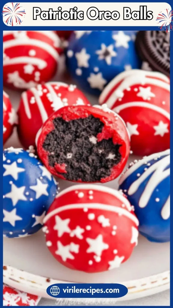 Red and Blue Patriotic Oreo Ball with Cream Cheese Filling