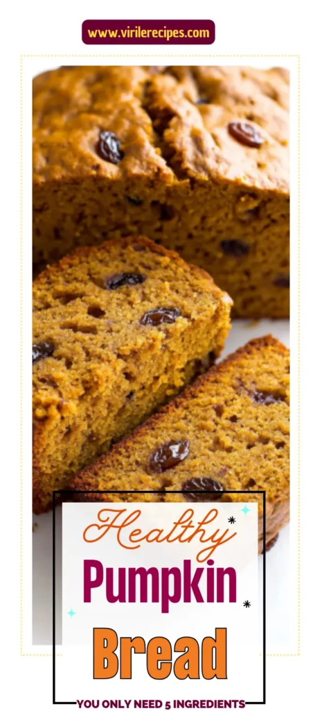 Close-up of no sugar Pumpkin Banana loaf with raisins and golden crust, a moist and flavorful banana healthy bake for fall