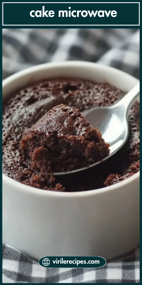 Moist microwave chocolate mug cake with spoon inside a white mug