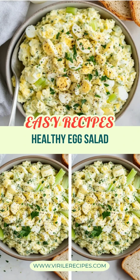 Healthy egg salad with chopped boiled eggs and Greek yogurt, served with whole eggs and bread