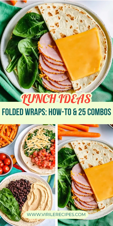 Tortilla wraps filled with black beans, spinach, salsa, tomatoes, and cheese on a plate with a side of cherry tomatoes and pretzels.