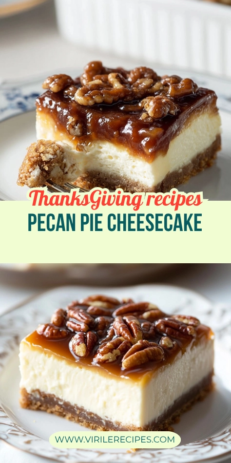 A slice of Thanksgiving piecaken featuring creamy cheesecake topped with caramel sauce and toasted pecans, with a bite taken from it, resting on a delicate plate.