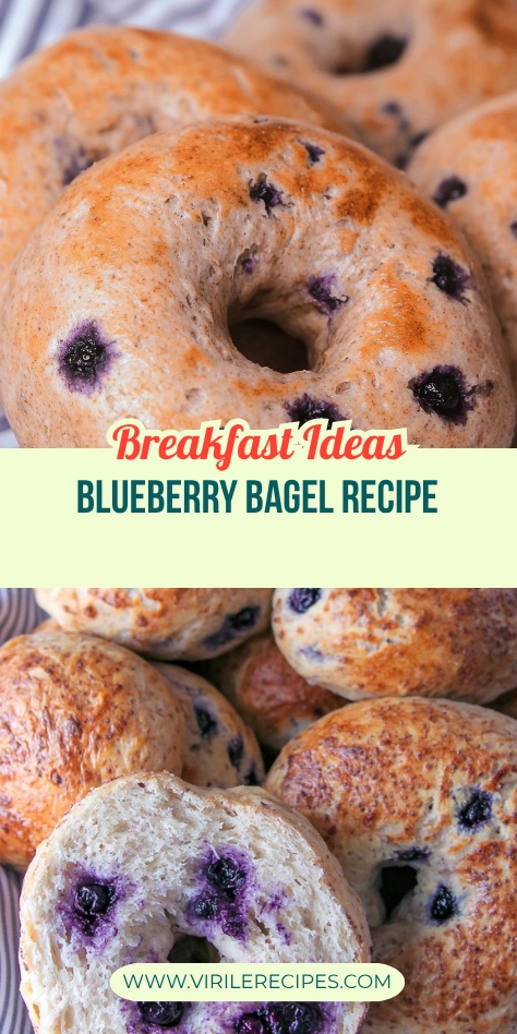 Collage of blueberry bagels with golden crust and juicy berries, ideal for breakfast recipes