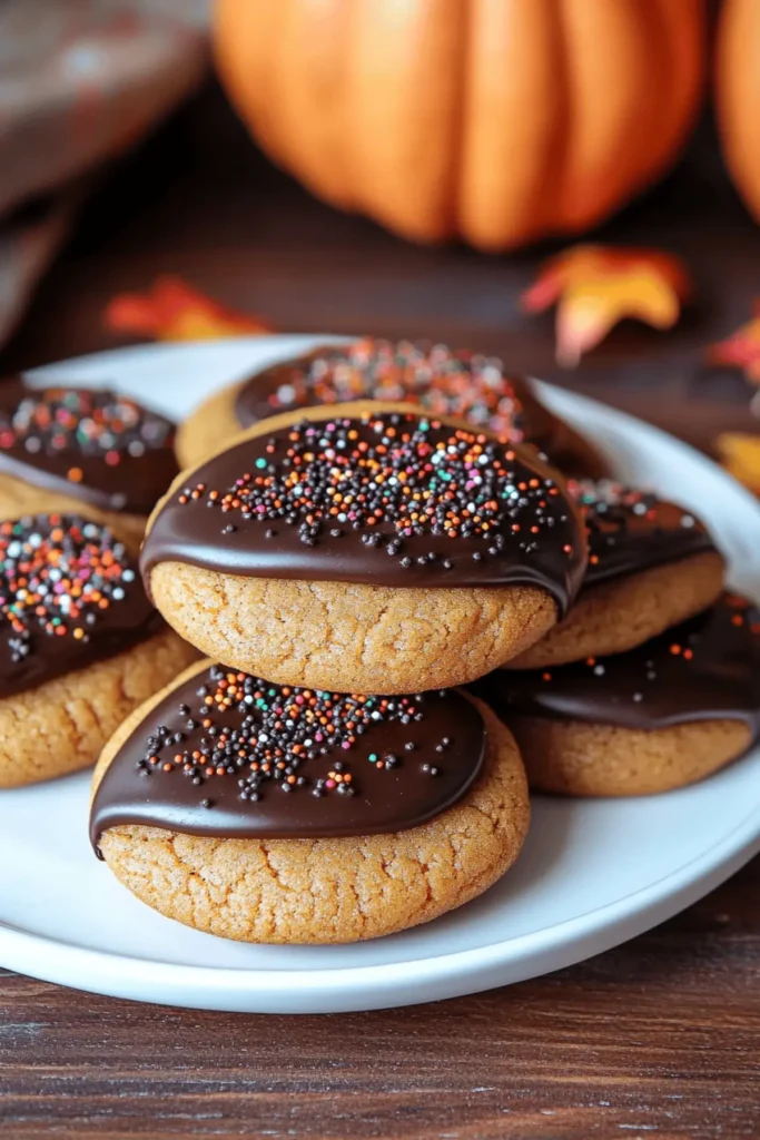 Chocolate Dipped Pumpkin Cookies
