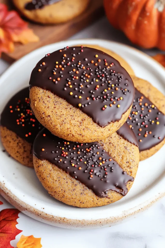 Chocolate Dipped Pumpkin Cookies