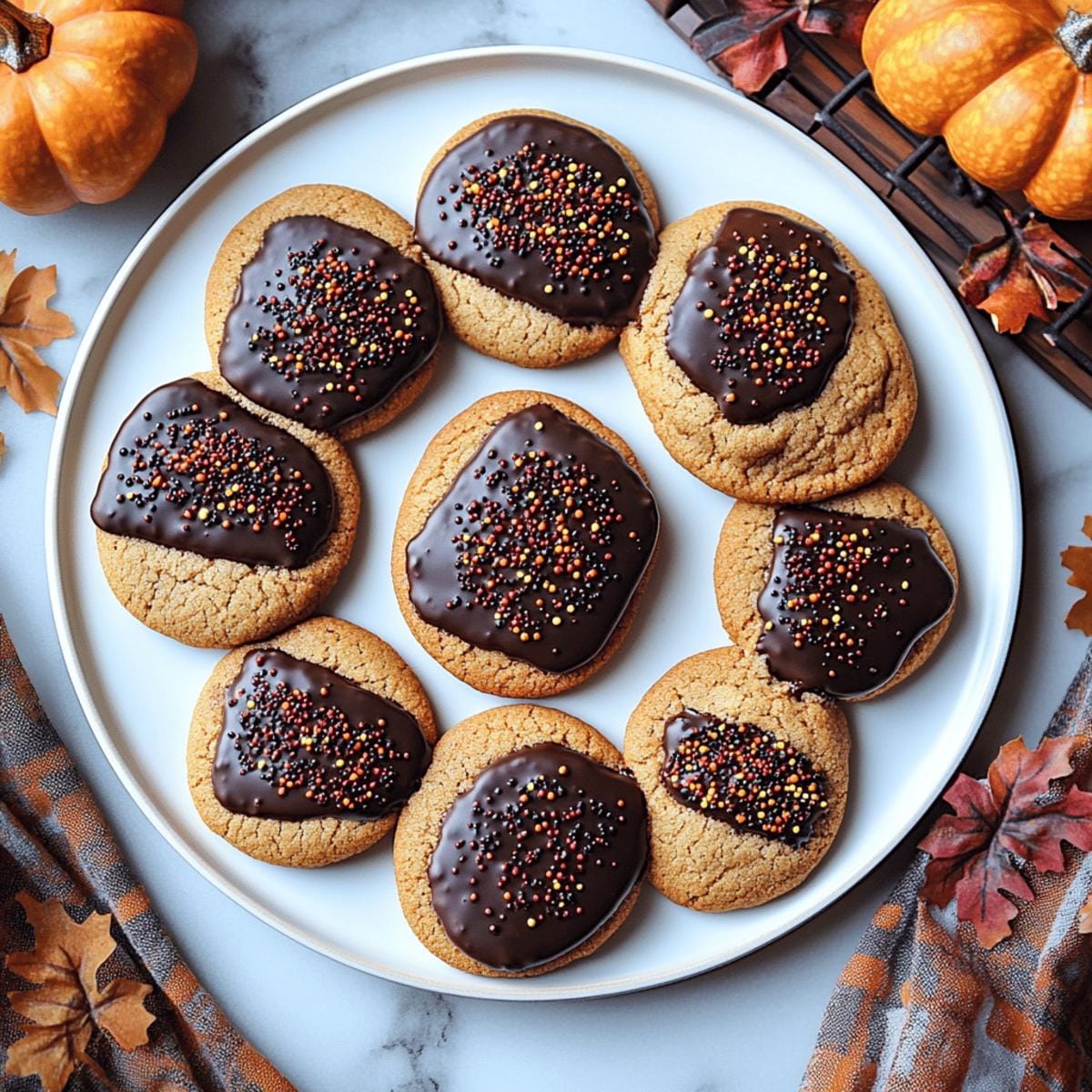 Chocolate Dipped Pumpkin Cookies