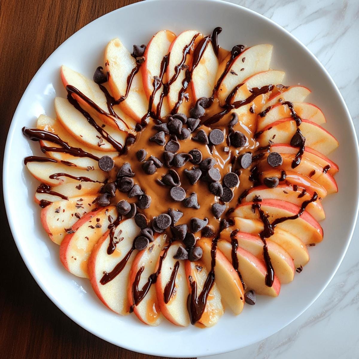 Apple Nachos with Peanut Butter and Chocolate
