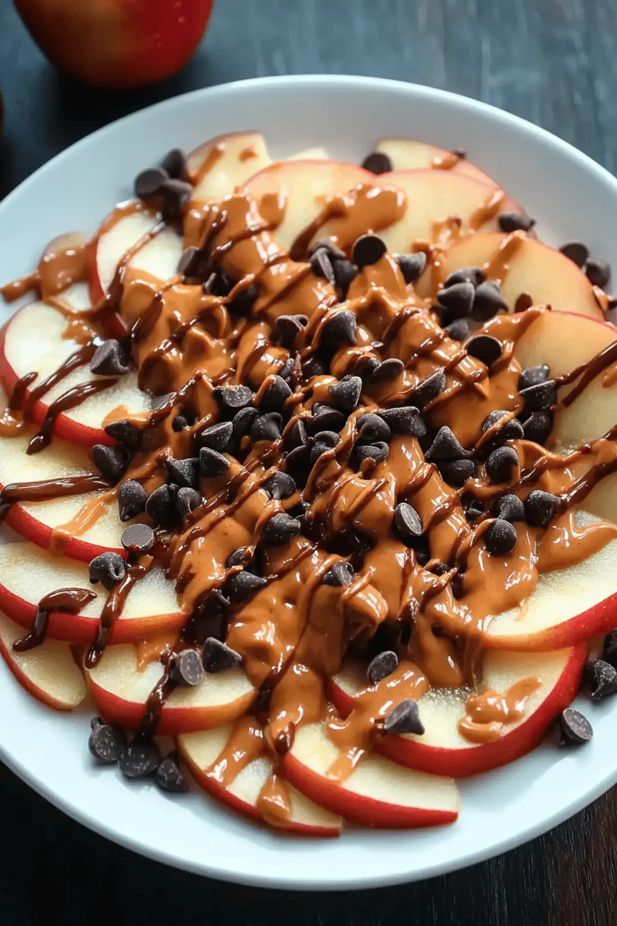 Apple Nachos with Peanut Butter and Chocolate