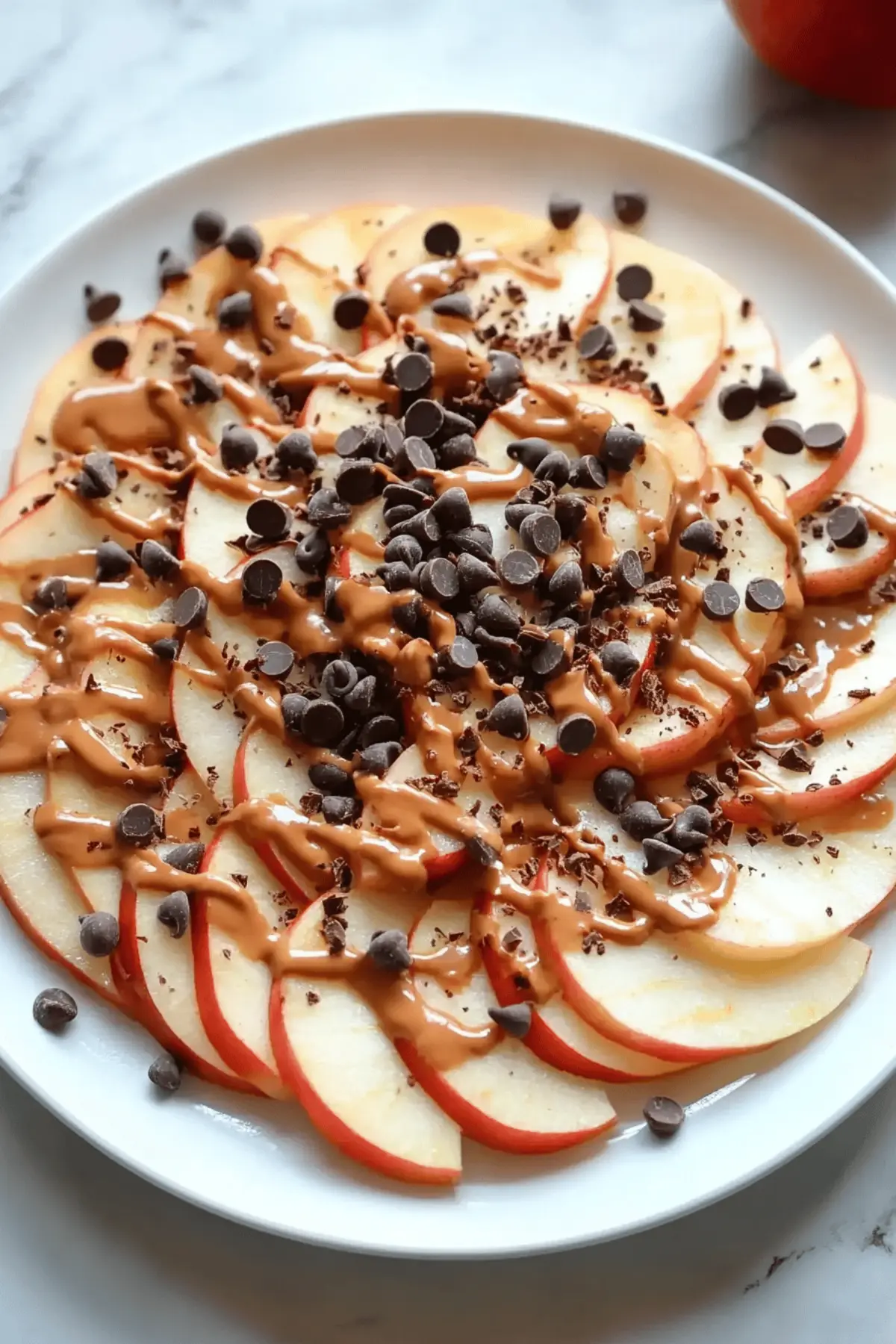 Apple Nachos with Peanut Butter and Chocolate