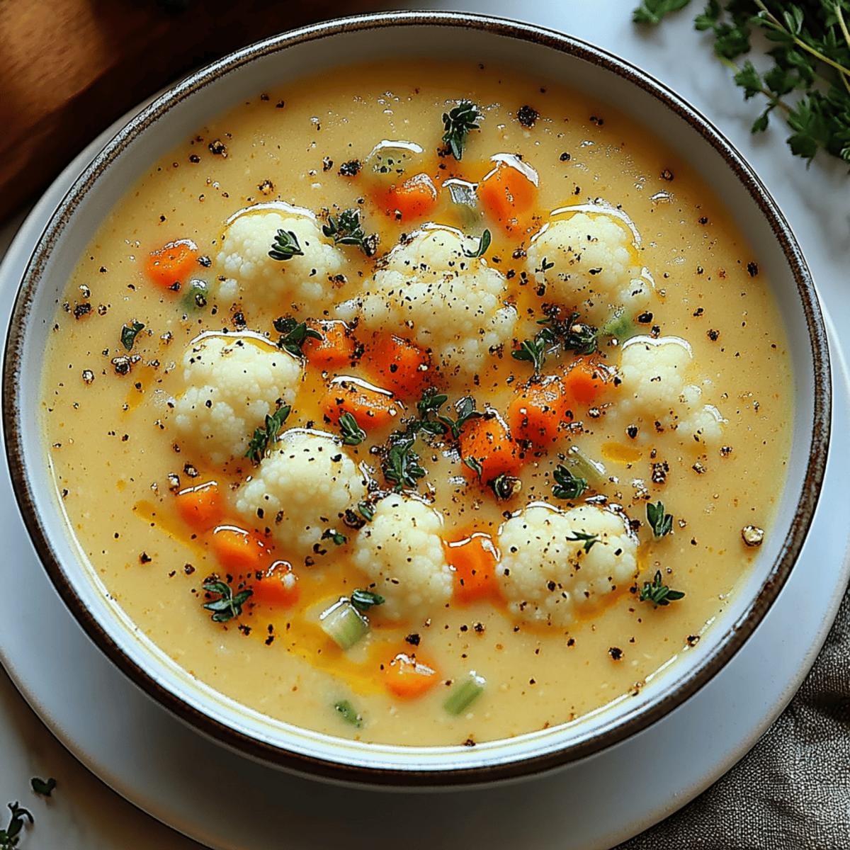 Cauliflower Cheddar Vegetable Soup