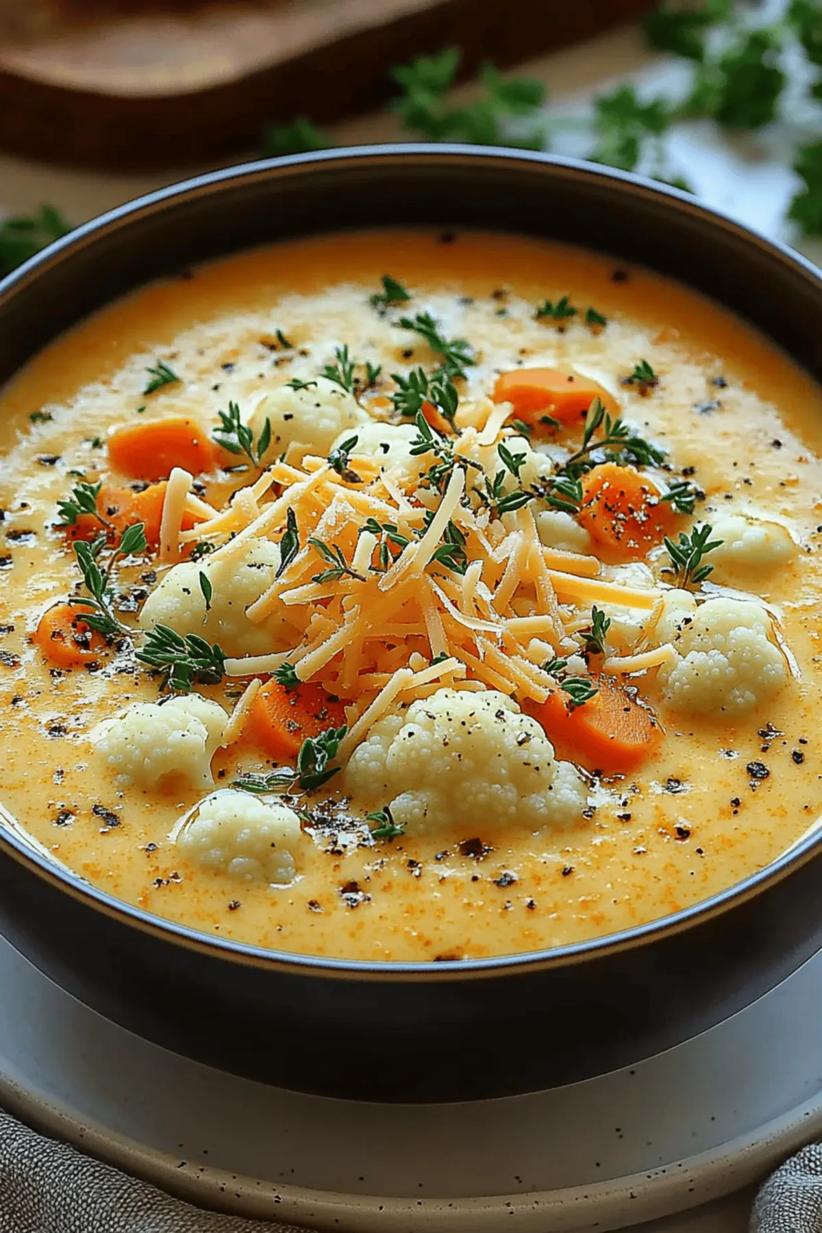 Cauliflower Cheddar Vegetable Soup