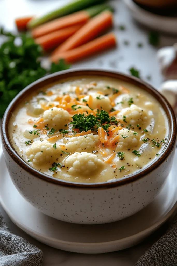 Cauliflower Cheddar Vegetable Soup