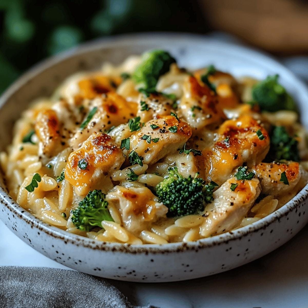 Cheesy Chicken Broccoli Orzo