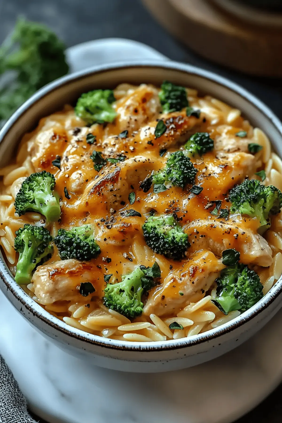 Cheesy Chicken Broccoli Orzo