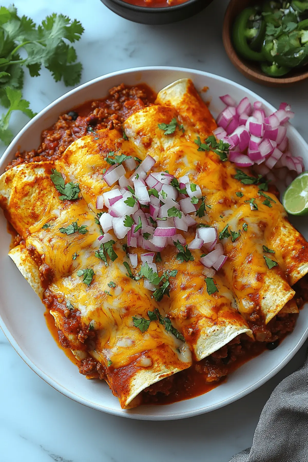 Cheesy Chili Enchiladas