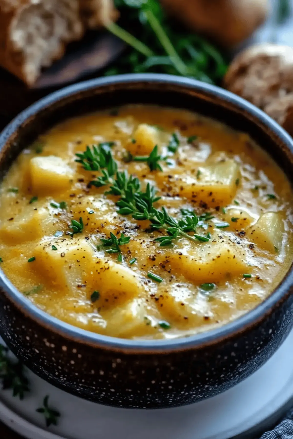 Hearty Cheddar Garlic Herb Potato Soup