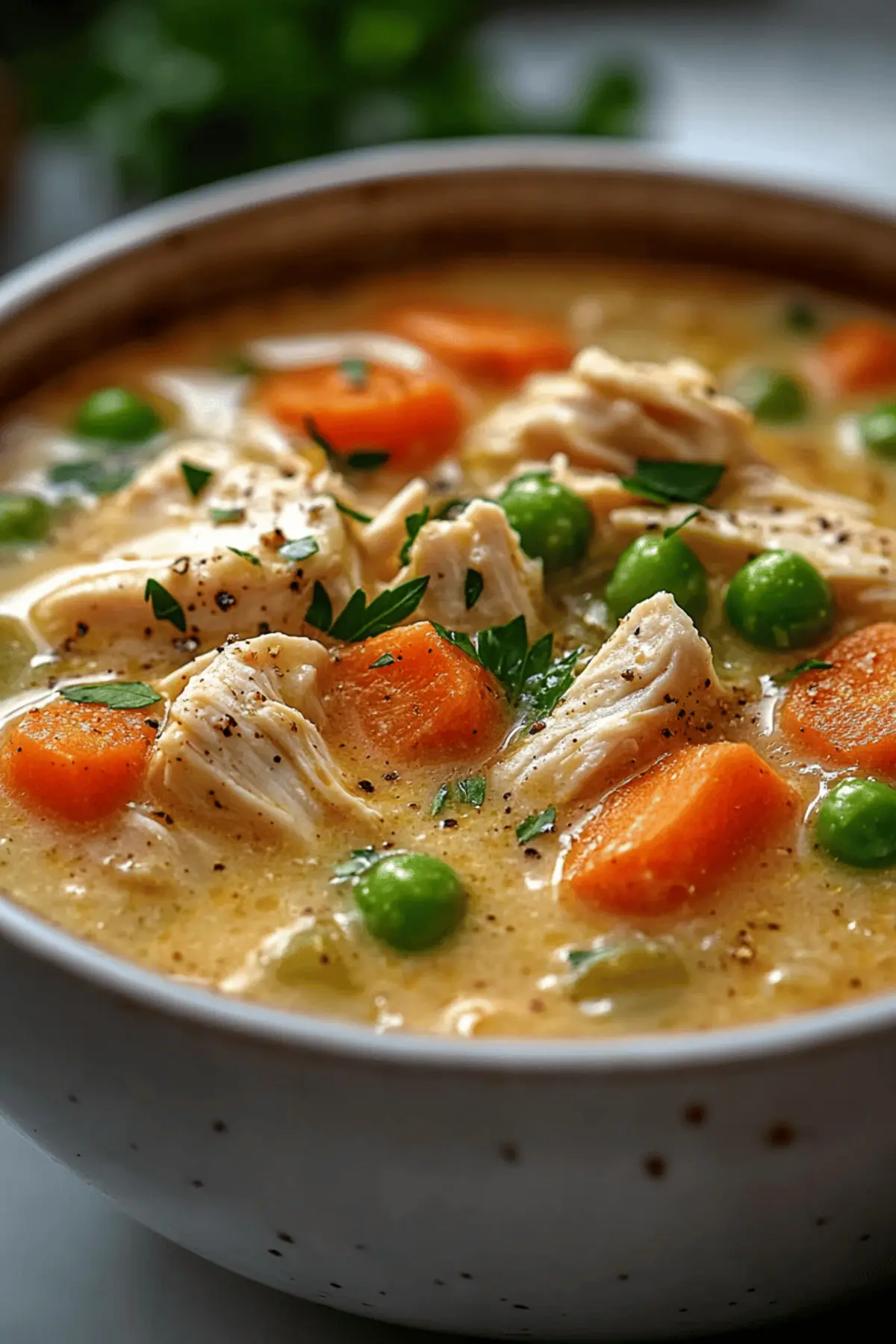 High Protein Chicken Pot Pie Soup