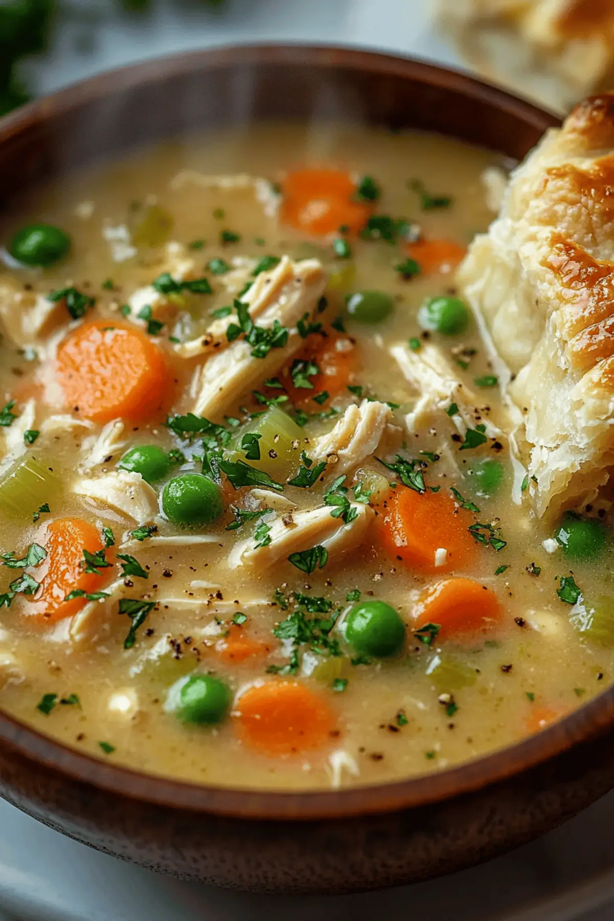 High Protein Chicken Pot Pie Soup