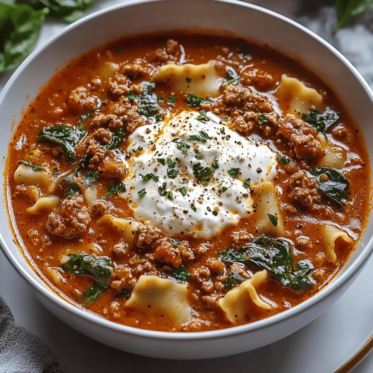 One Pot Lasagna Soup