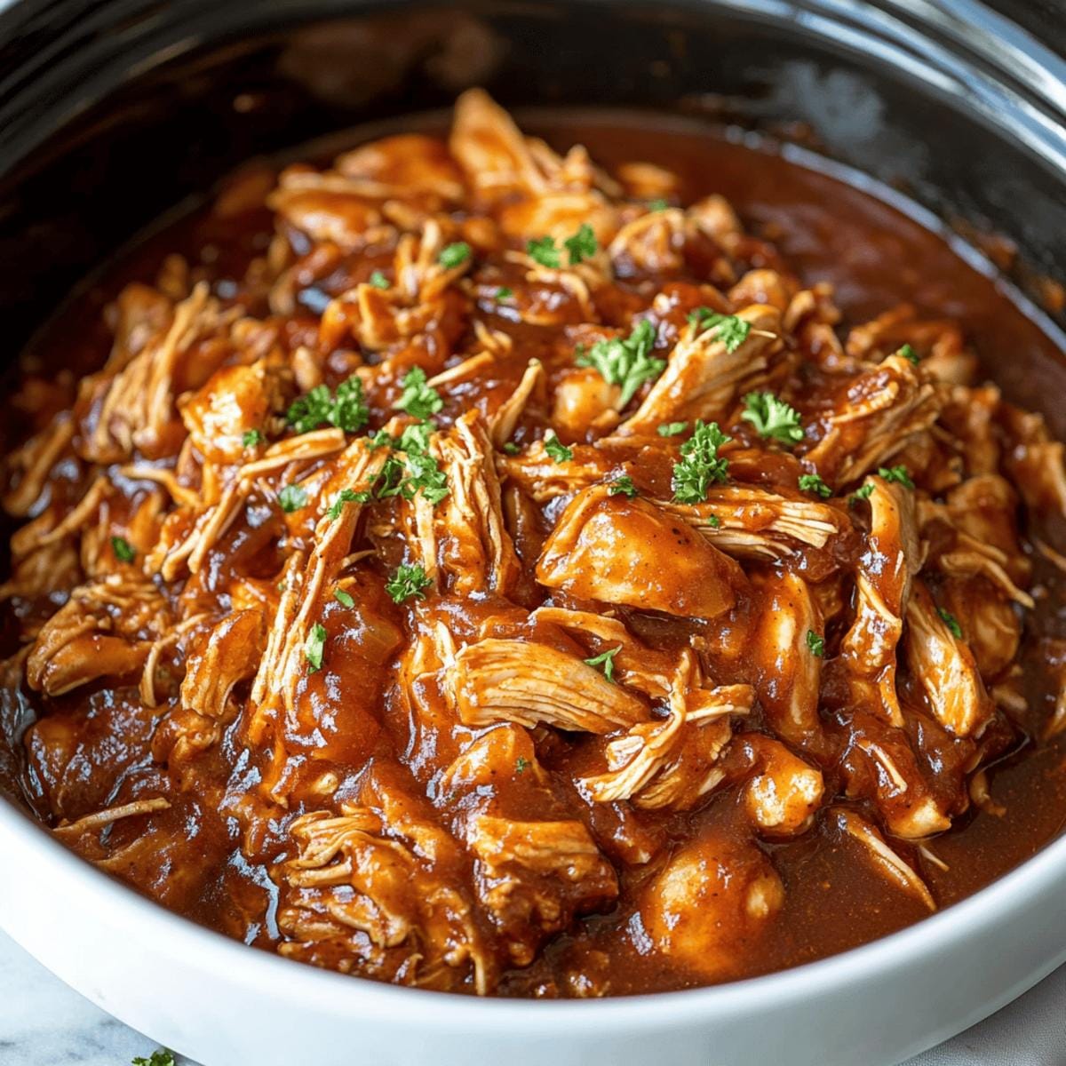 Pulled Chicken Crock Pot BBQ Chicken