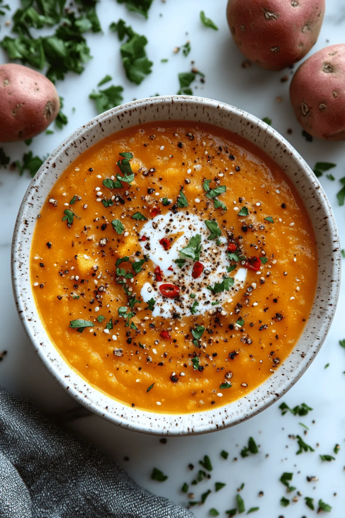 Spicy Butternut Squash and Sweet Potato Soup