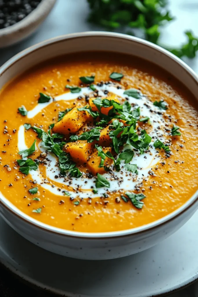 Spicy Butternut Squash and Sweet Potato Soup