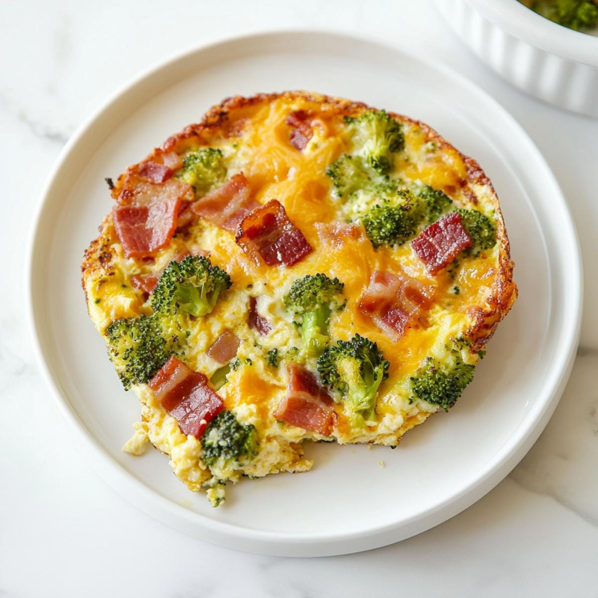 Broccoli Cheddar Egg Bake with Turkey Bacon