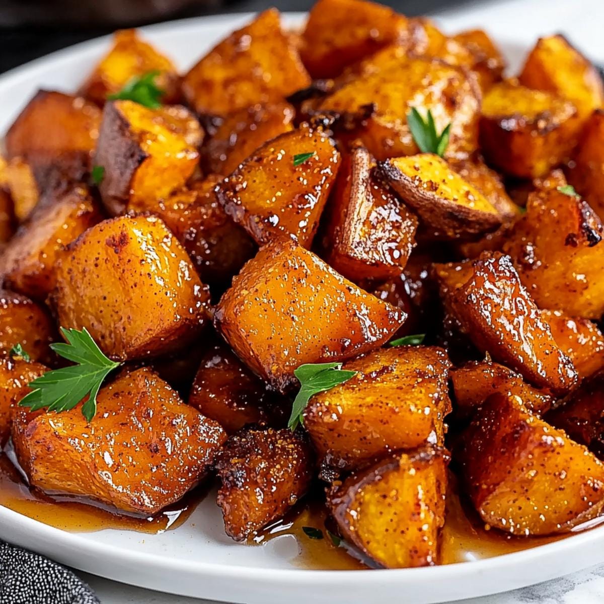 Honey Cinnamon Roasted Sweet Potatoes