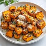 Roasted Sweet Potatoes with Garlic & Parmesan