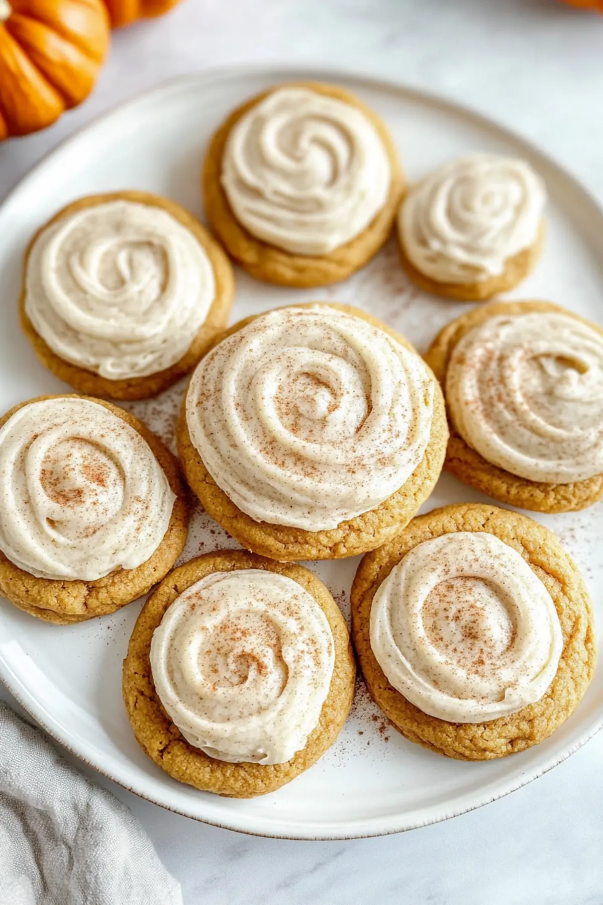 Soft Pumpkin Cookies with Cinnamon Frosting