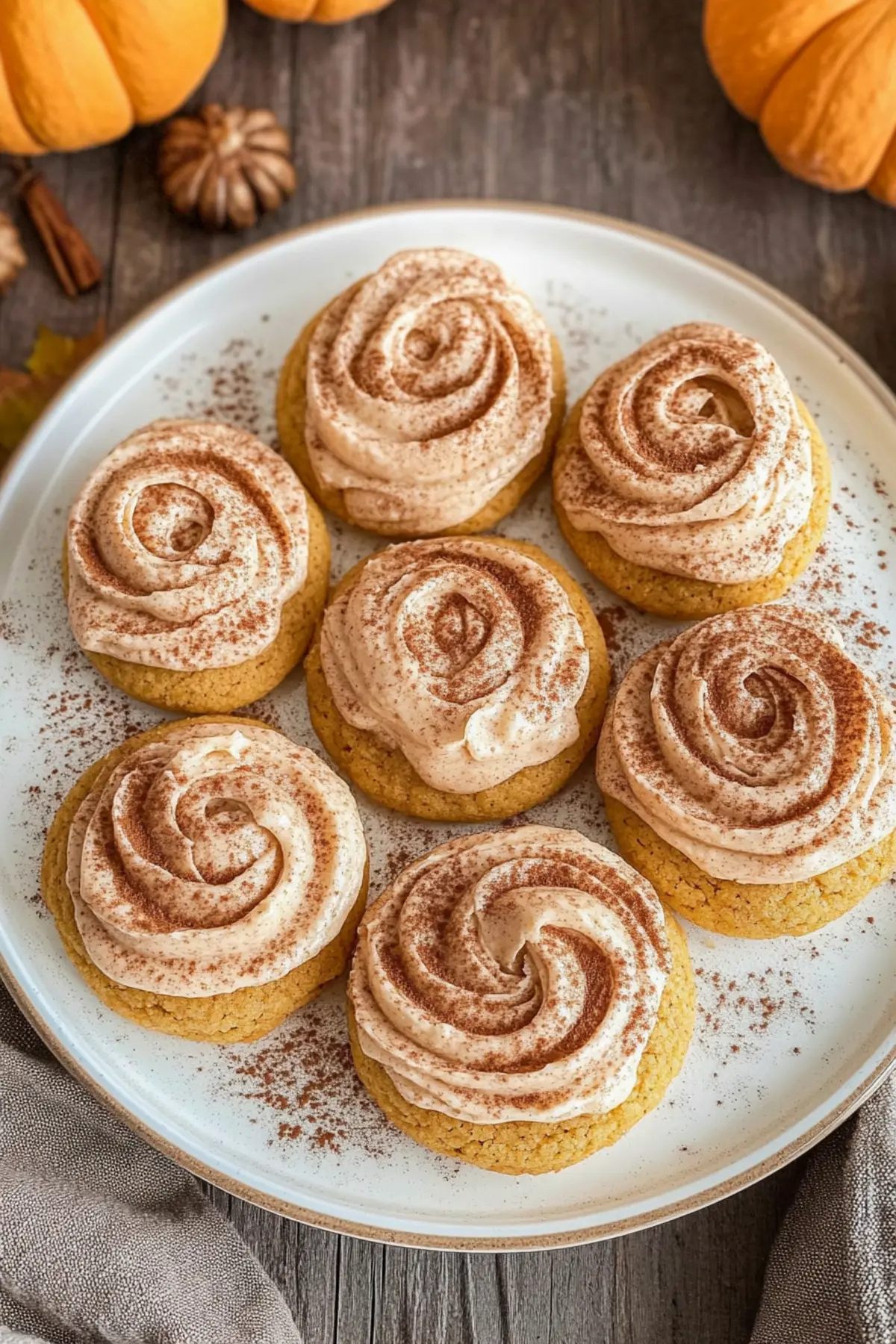 Soft Pumpkin Cookies with Cinnamon Frosting