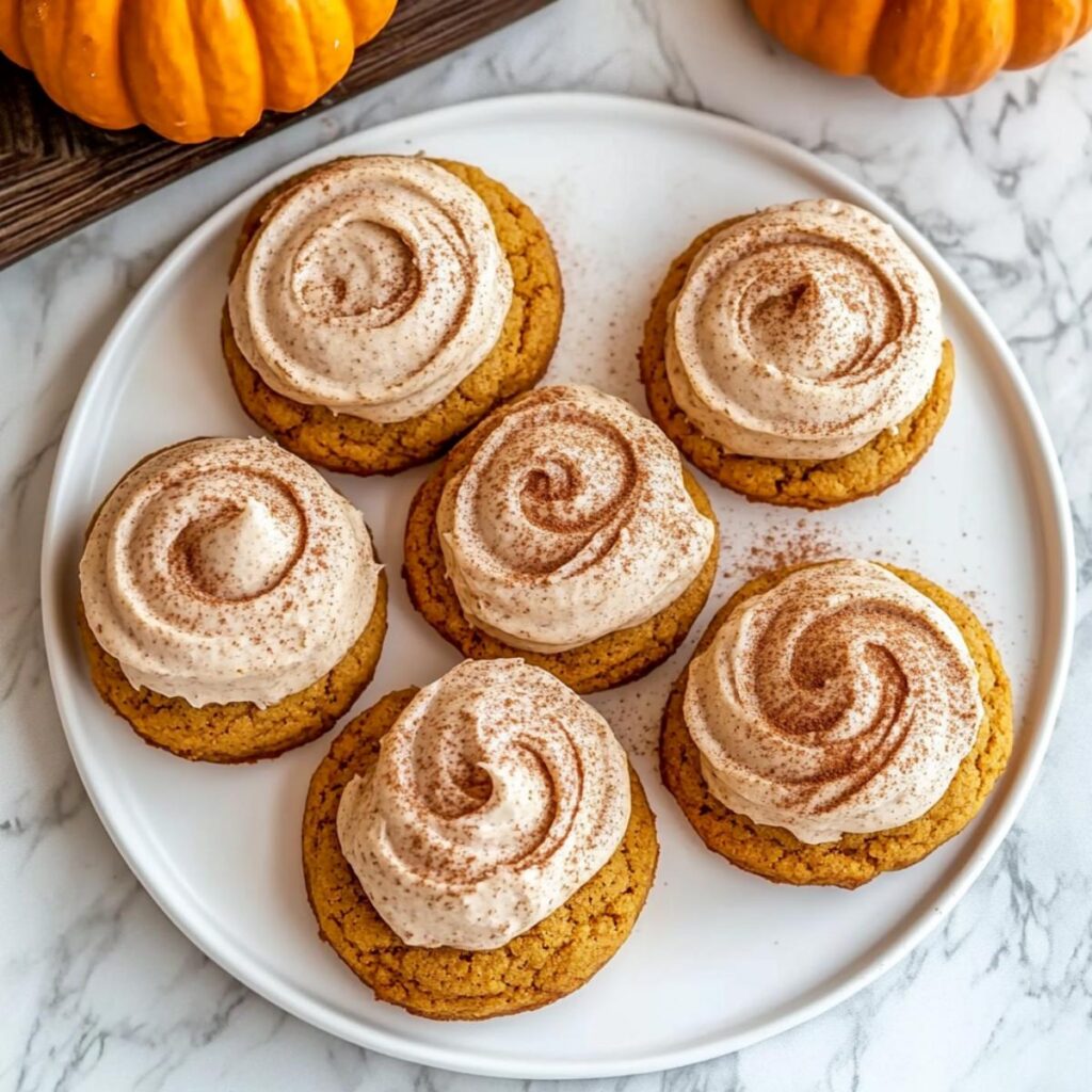 Soft Pumpkin Cookies with Cinnamon Frosting