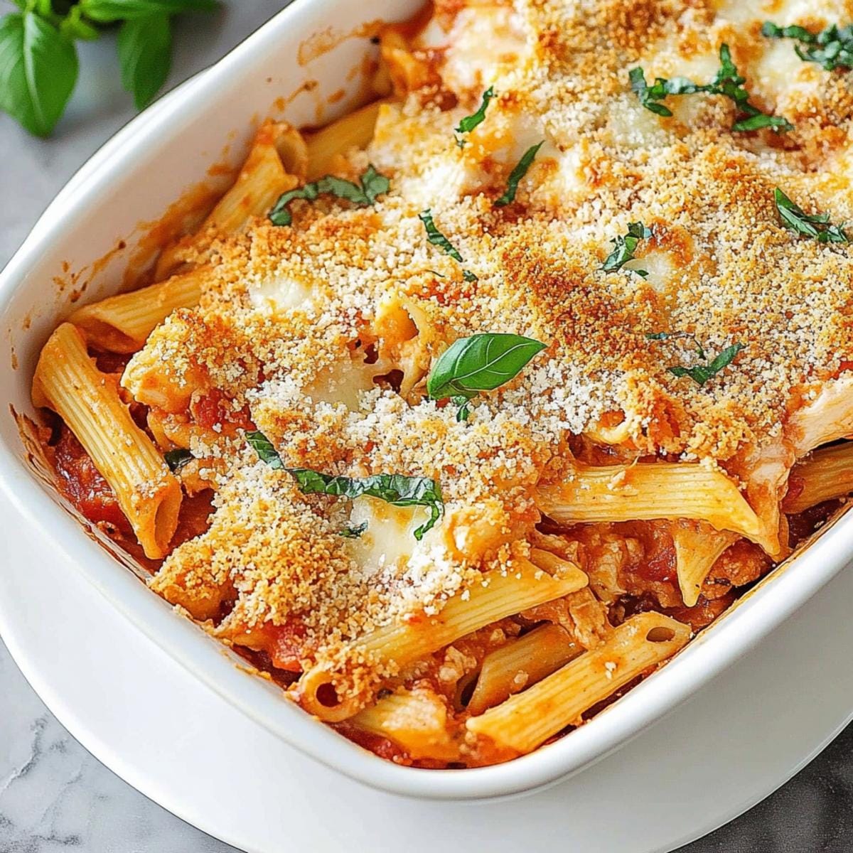 Chicken Parmesan Baked Pasta
