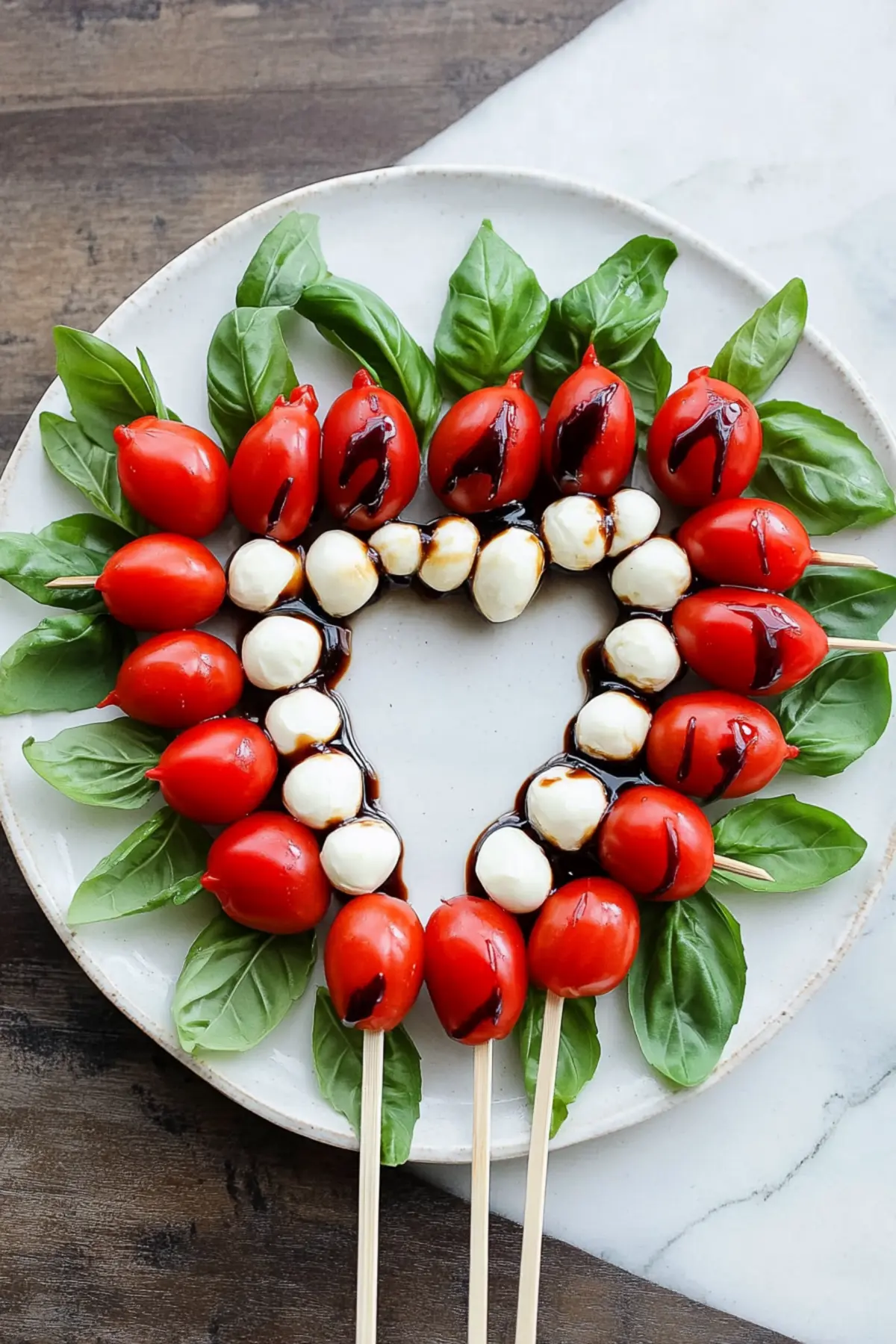 Heart Shaped Caprese Skewers