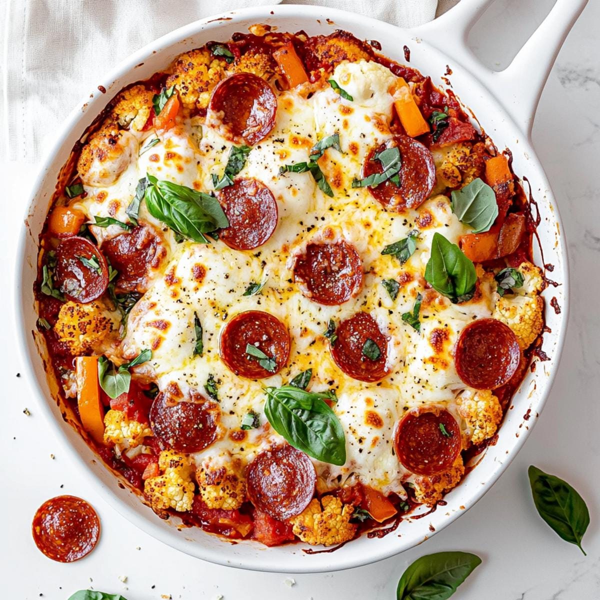 Cauliflower Pizza Casserole (Low Carb / Keto)