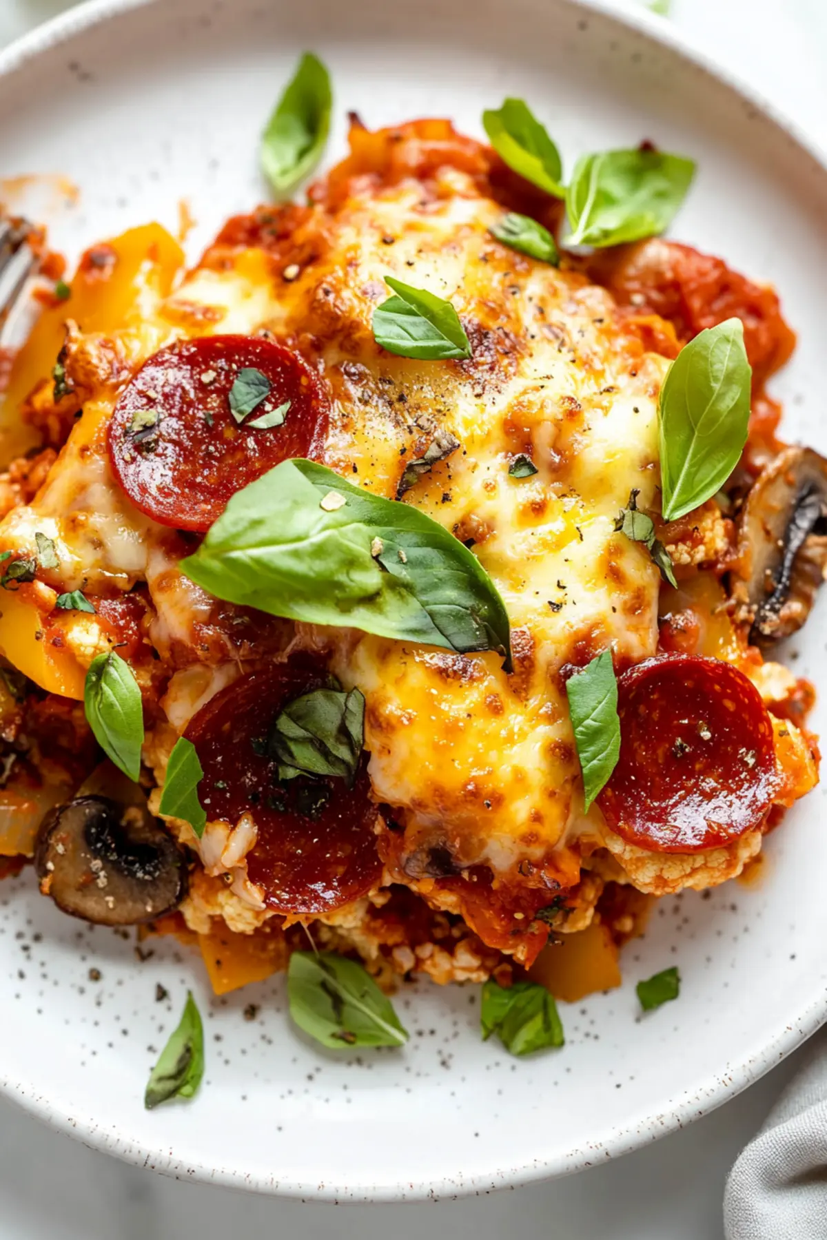 Cauliflower Pizza Casserole (Low Carb / Keto)