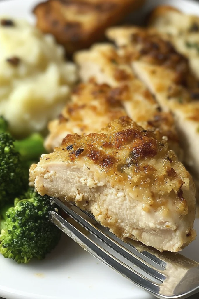 Juicy Parmesan Crusted Chicken Breast with Classic Comfort Sides