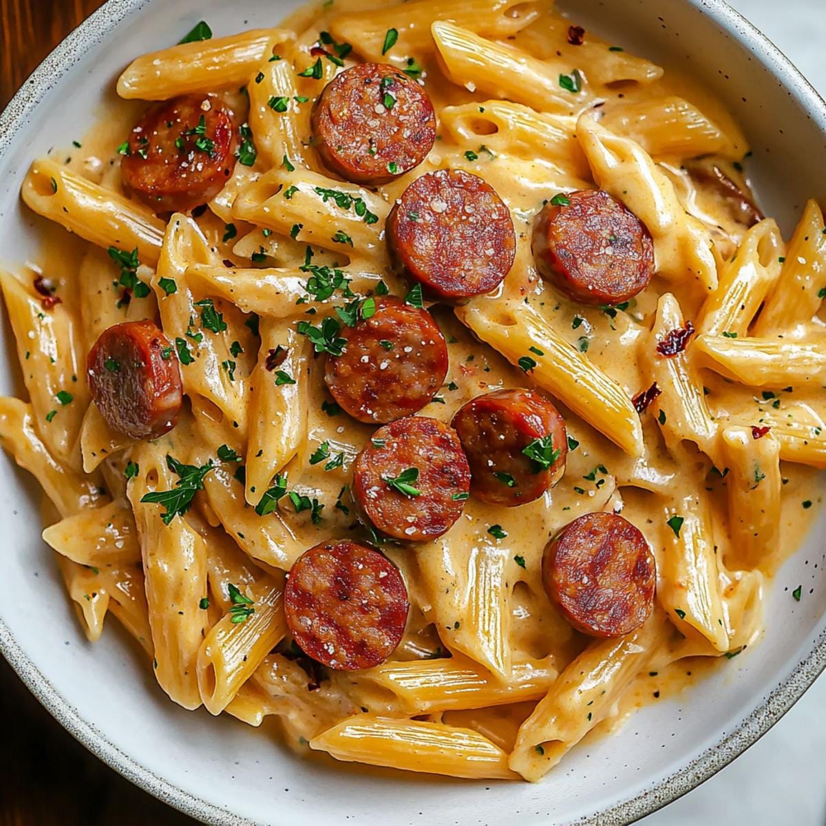 One Pot Kielbasa Pasta – Creamy