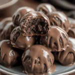 Homemade chocolate truffles with rich cocoa centers and glossy chocolate coating
