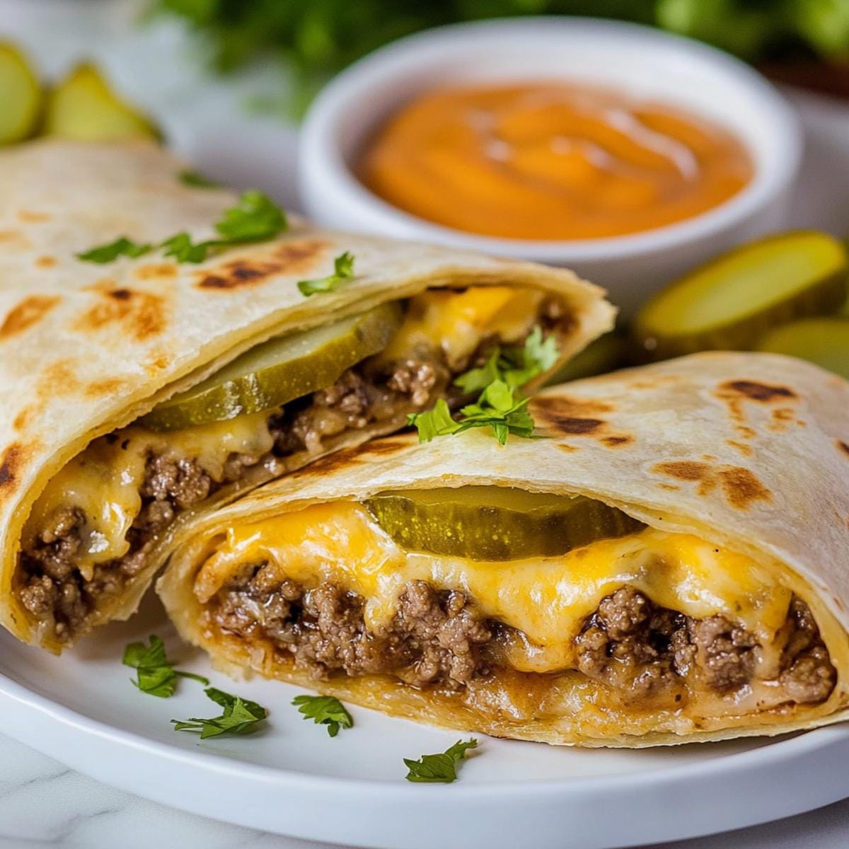 Air Fryer Cheeseburger Wraps