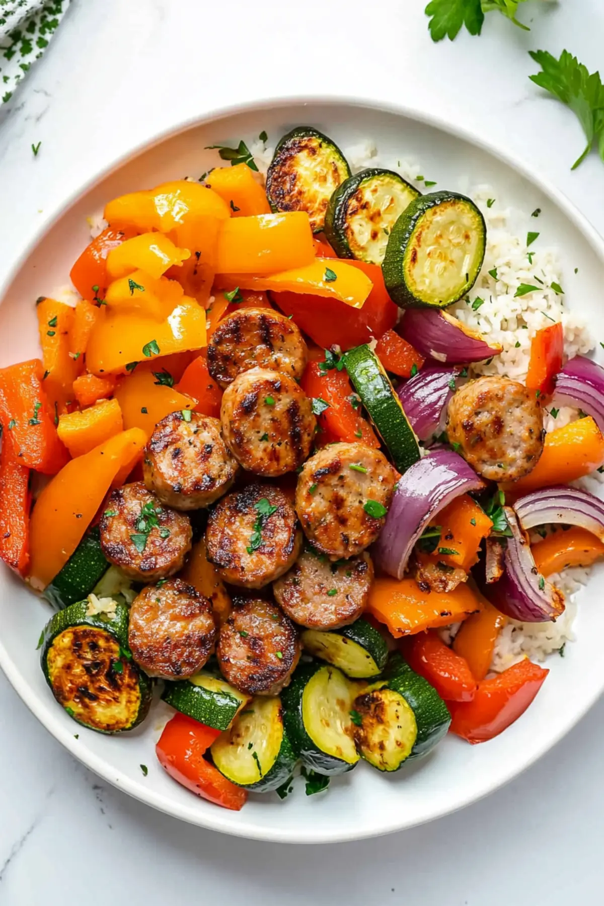 Air Fryer Chicken Sausage and Veggies