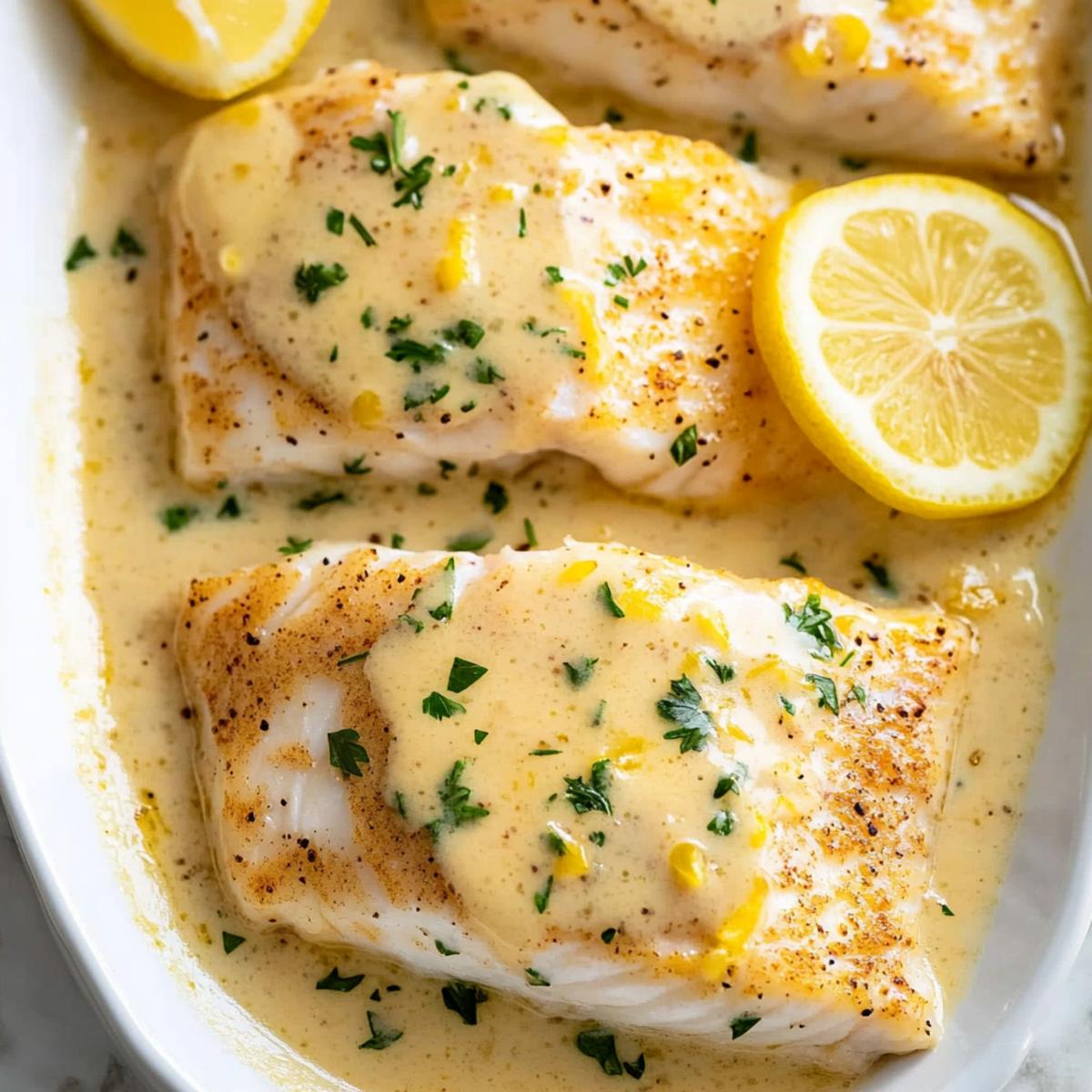 Baked Fish with Lemon Cream Sauce