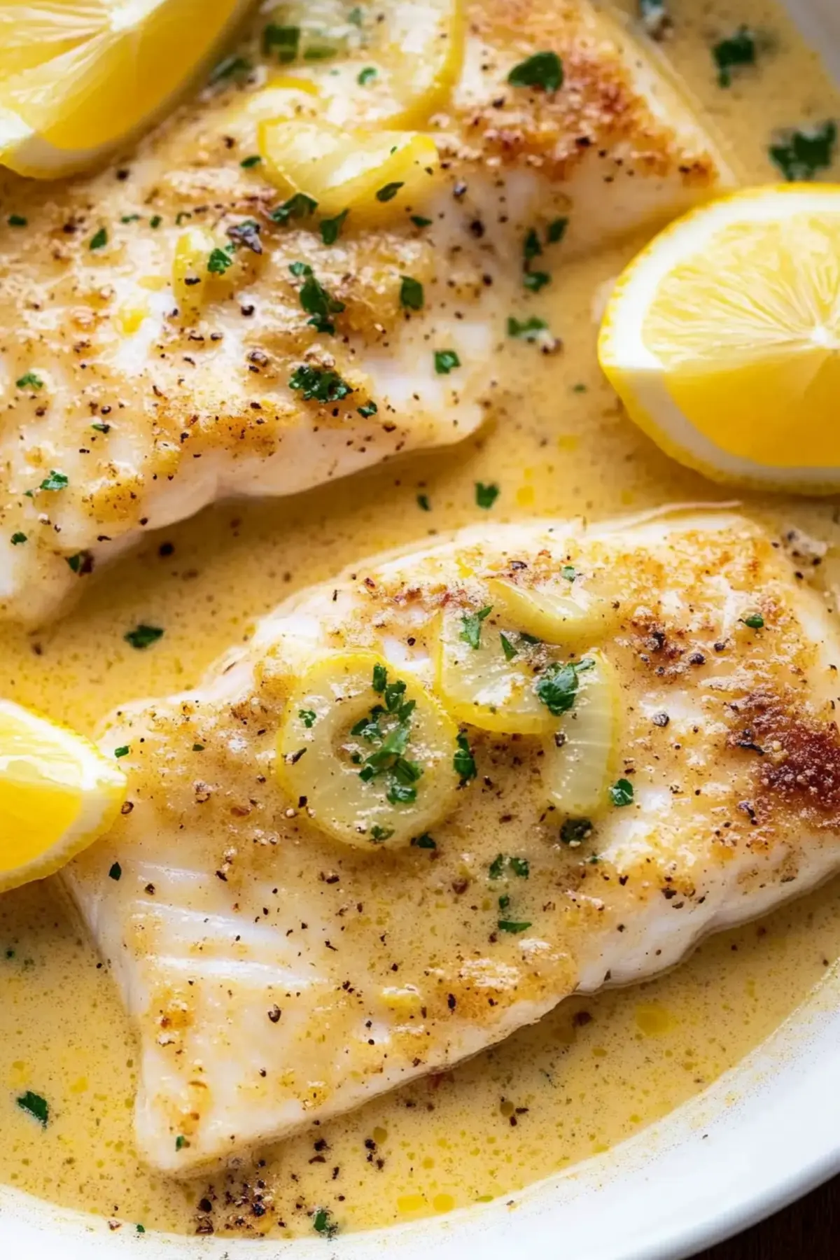 Baked Fish with Lemon Cream Sauce